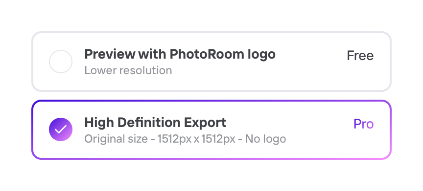 Photoroom — Checkbox & radio component