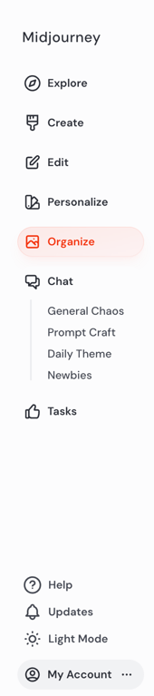 Midjourney — Vertical navigation component