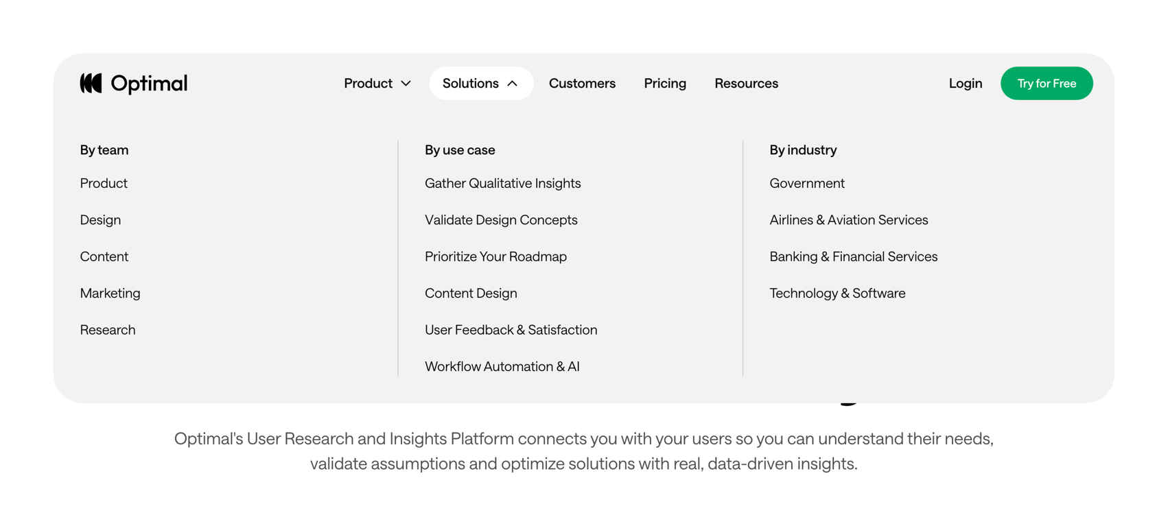Optimal — Flyout menu component