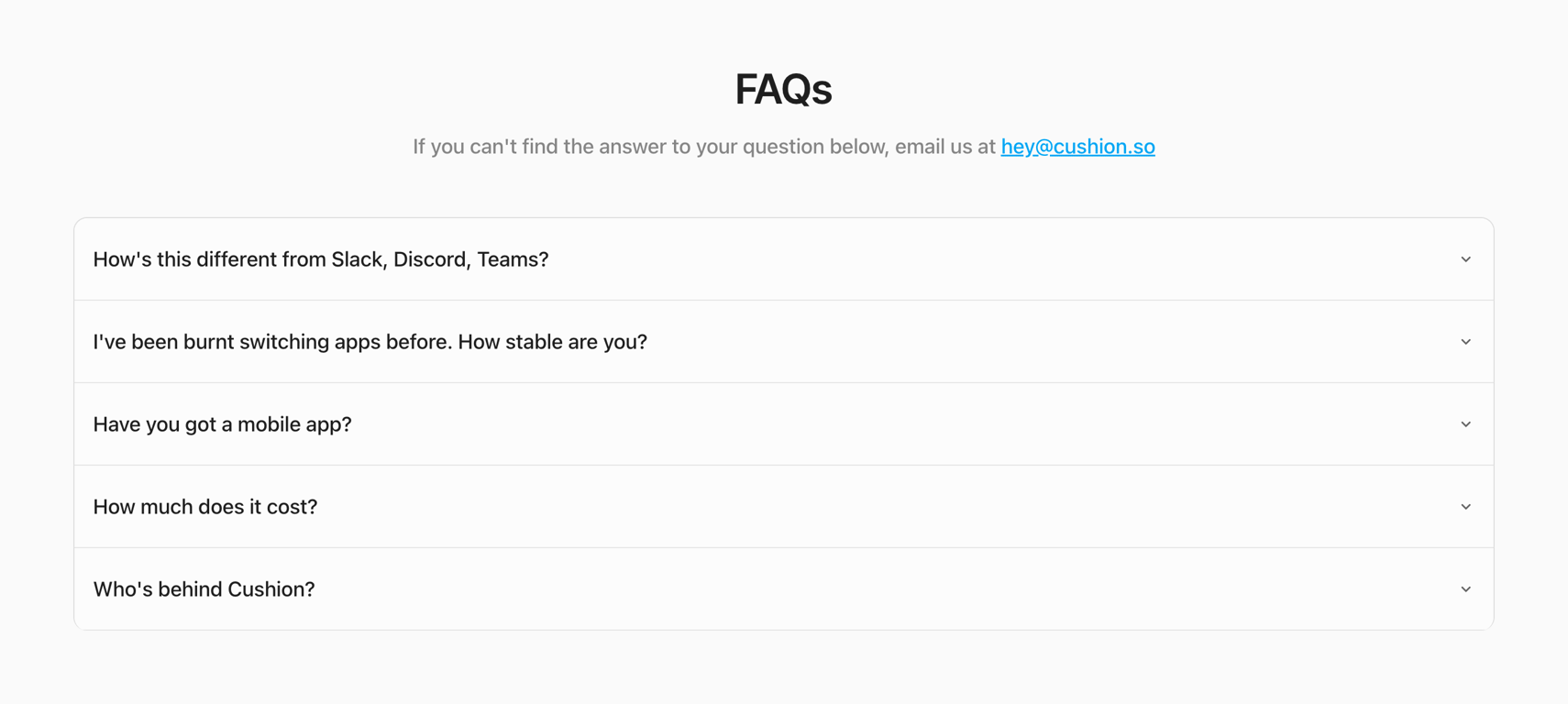 Cushion — FAQ component