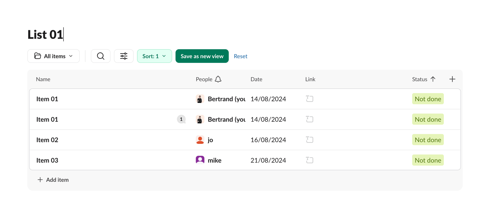 Slack — Table component