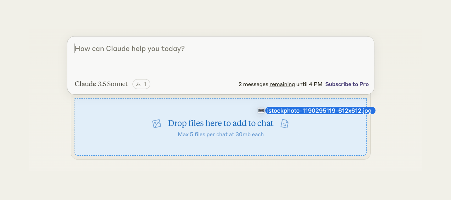 Claude — File upload input component