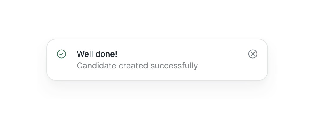 Hireproof — Notification Toast component