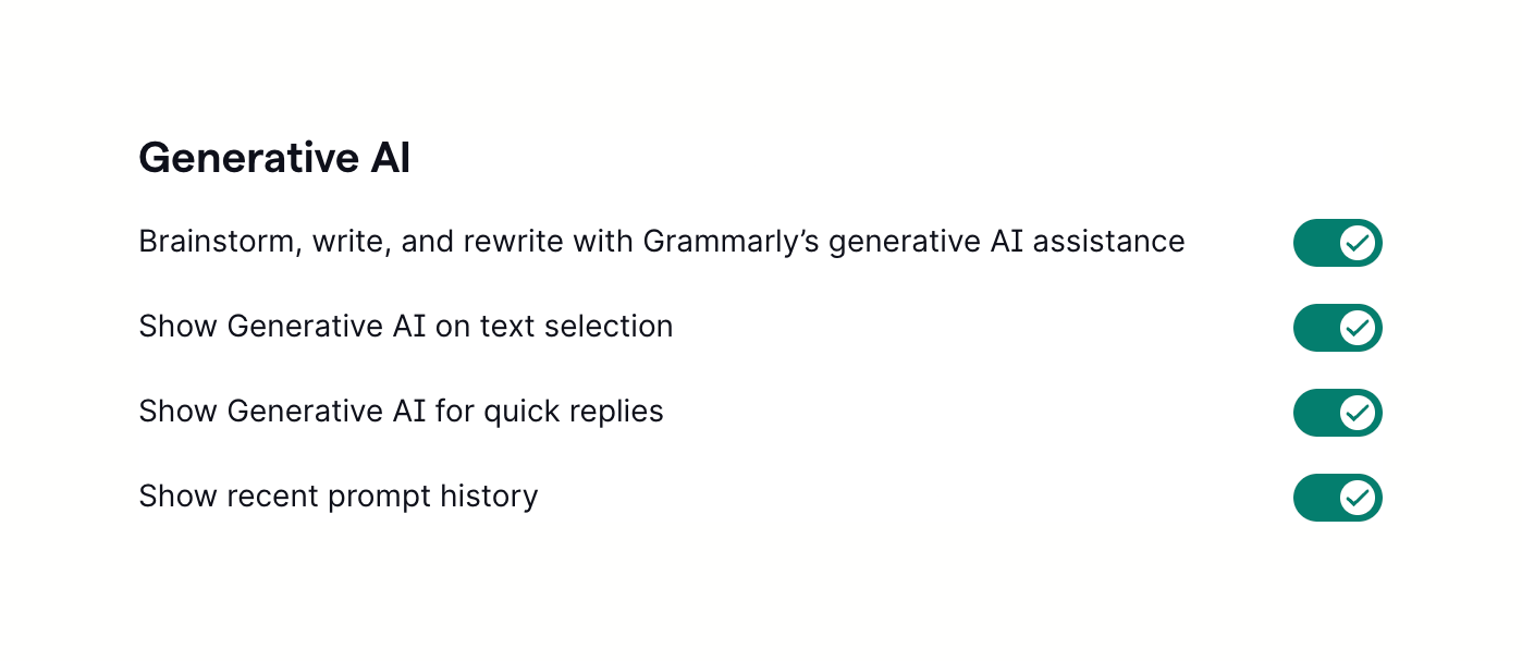 Grammarly — Toggle/Switch component
