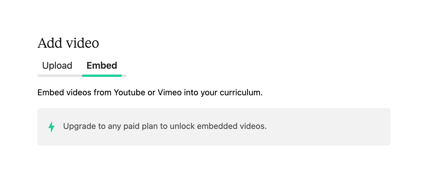 Teachable — Upgrade your plan component