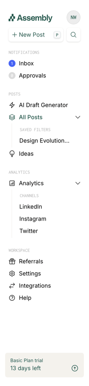 Assembly — Vertical navigation component