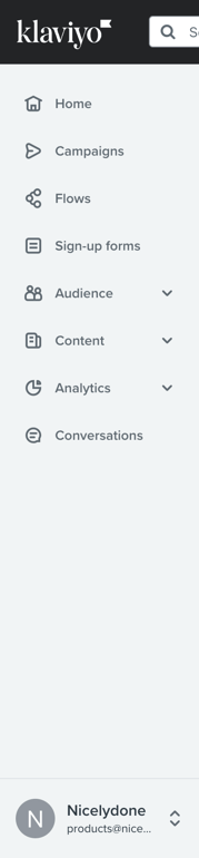 Klaviyo — Vertical navigation component