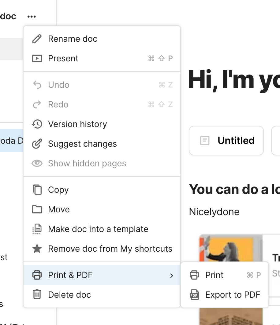 Coda — Dropdown menu component