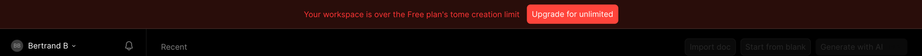 Tome — Upgrade your plan component