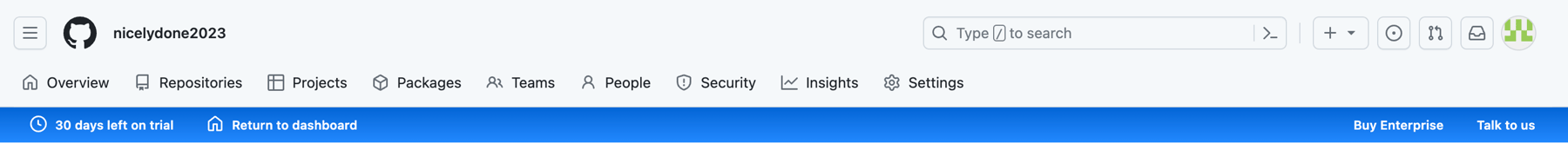 Github — Horizontal navigation component