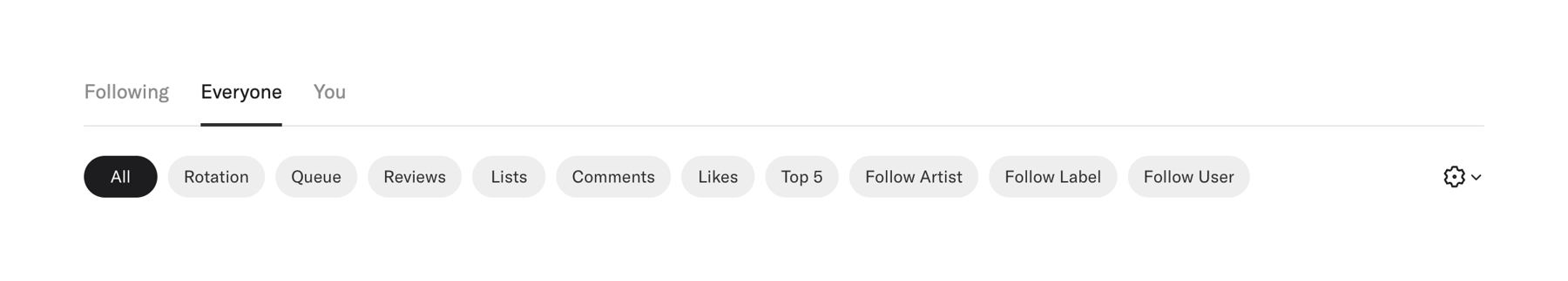 Record club — Tabs component