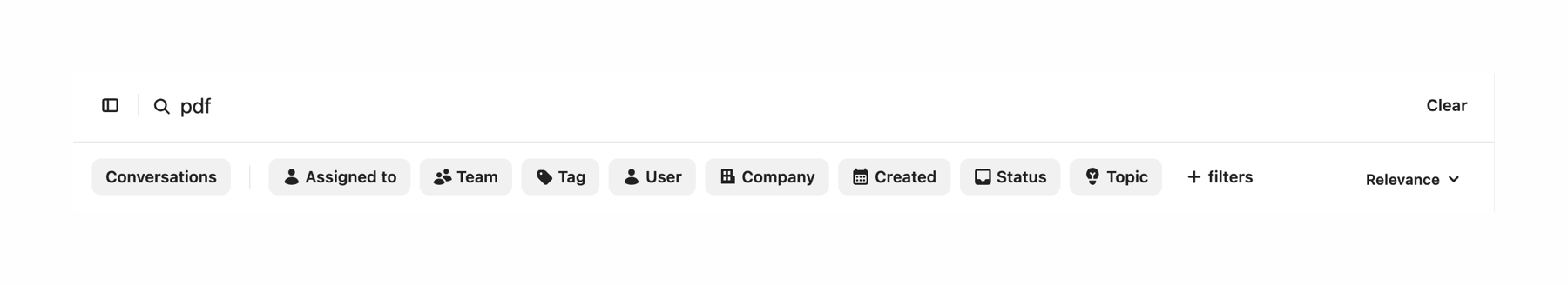 Intercom — Sorting & filtering component