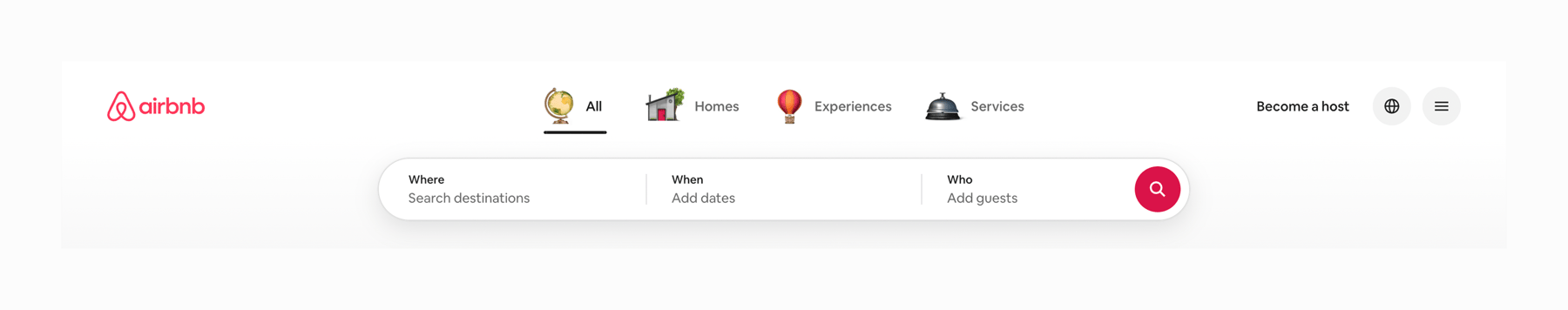 Airbnb — Header component