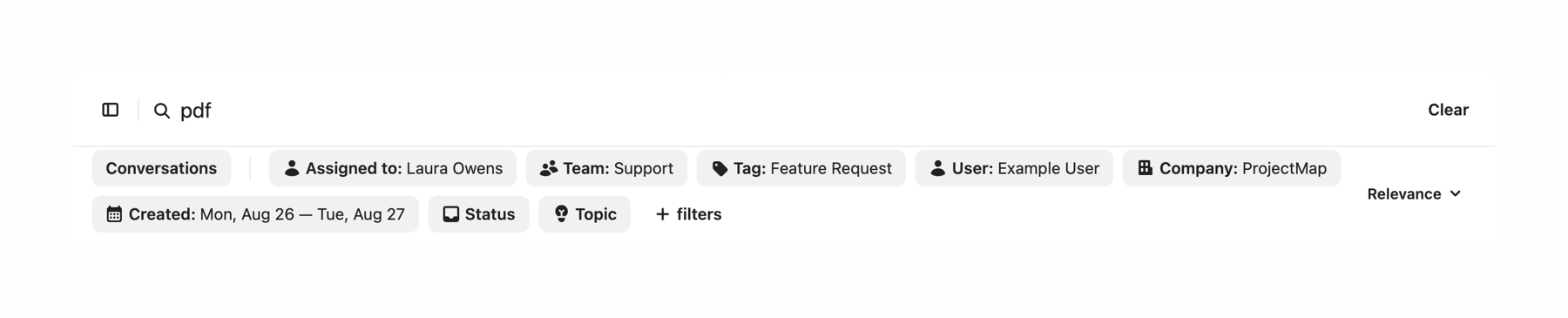 Intercom — Sorting & filtering component