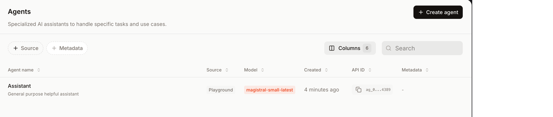 Mistral — Table component