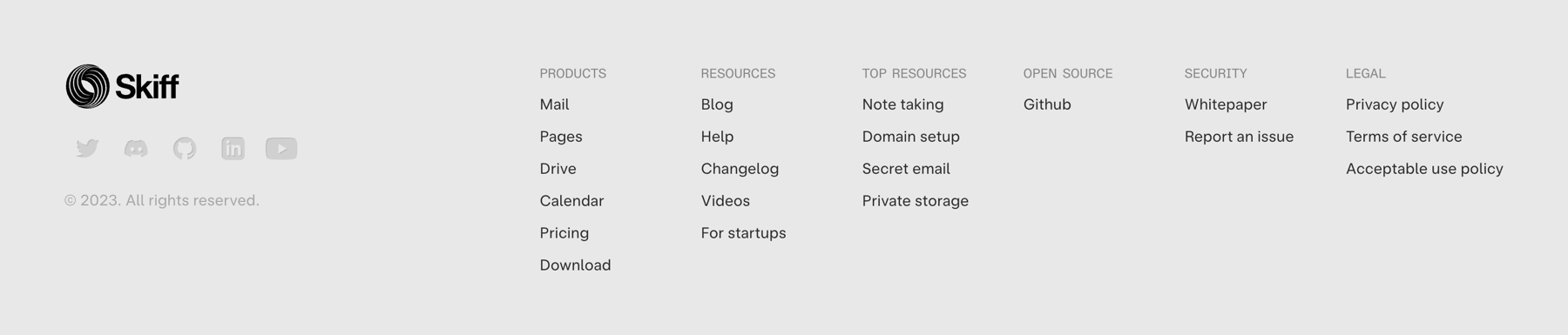 Skiff — Footer component