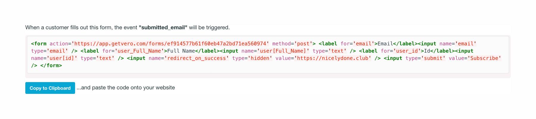 Vero — Code block component