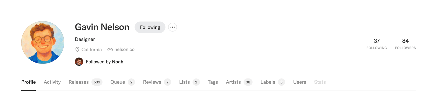 Record club — Tabs component