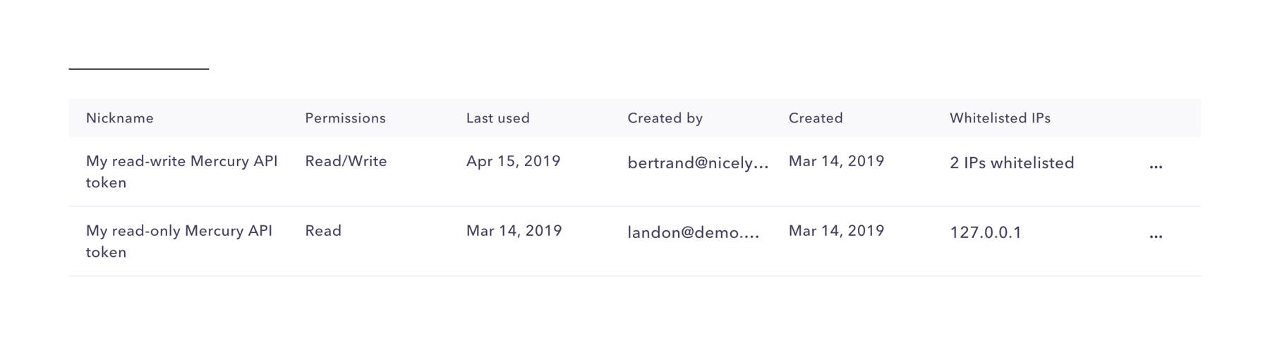 Mercury — Table component