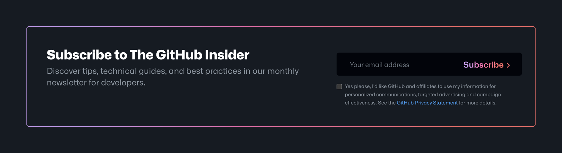 Github — Newsletter signup form component