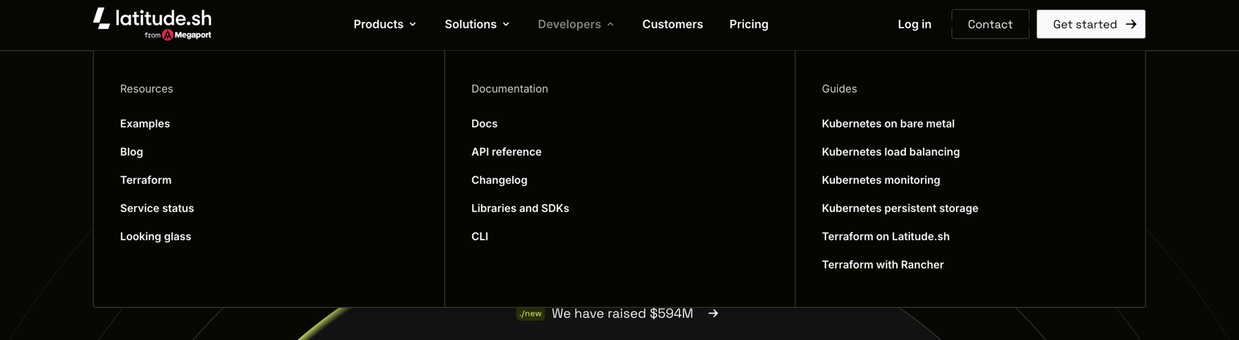 Latitude.sh — Flyout menu component