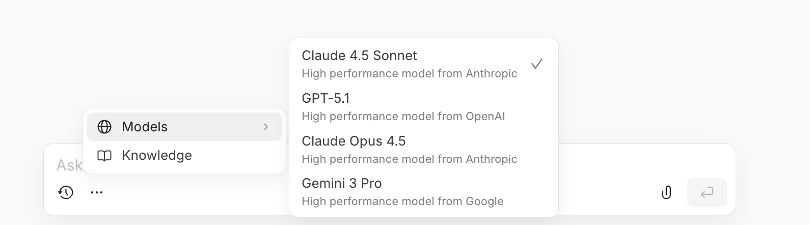 Lightfield — Dropdown menu component