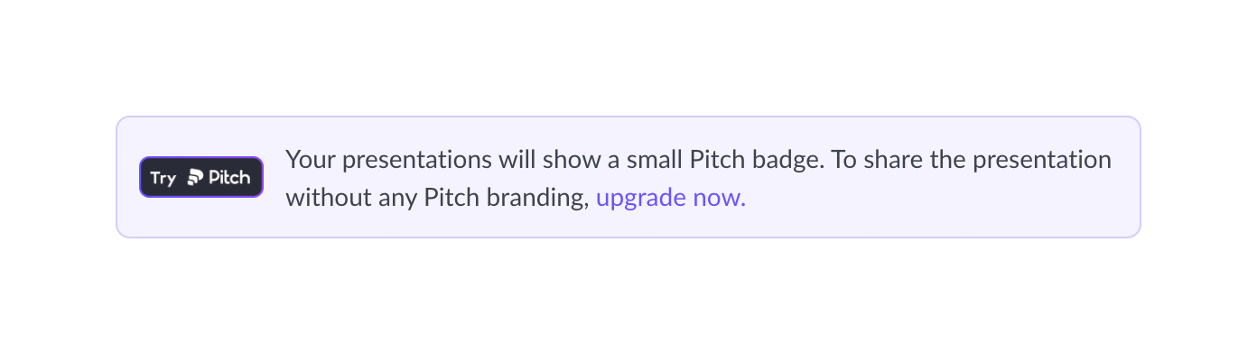 Pitch — Upgrade your plan component