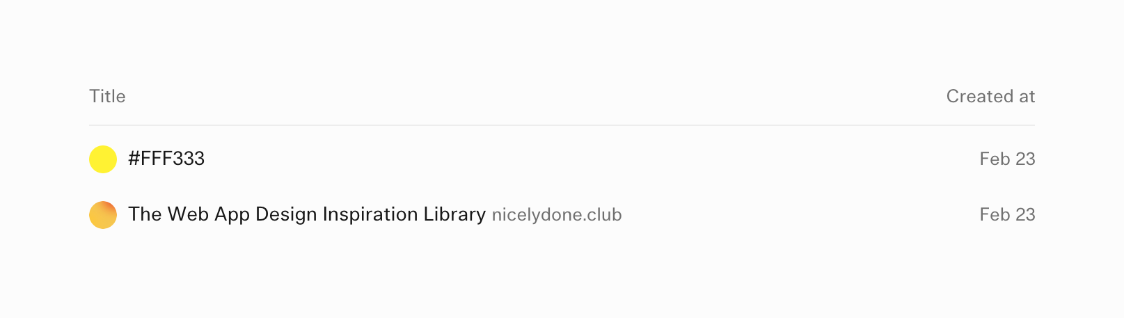 (Basic) Bookmarks — Vertical list component