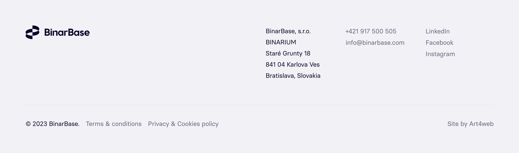 BinarBase — Footer component