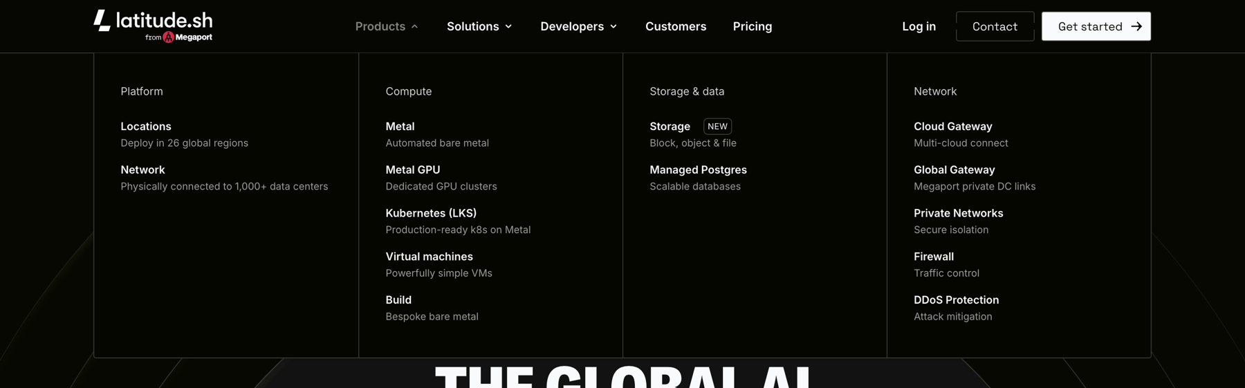 Latitude.sh — Flyout menu component