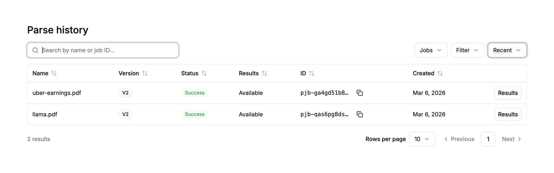 Llamaindex — Table component