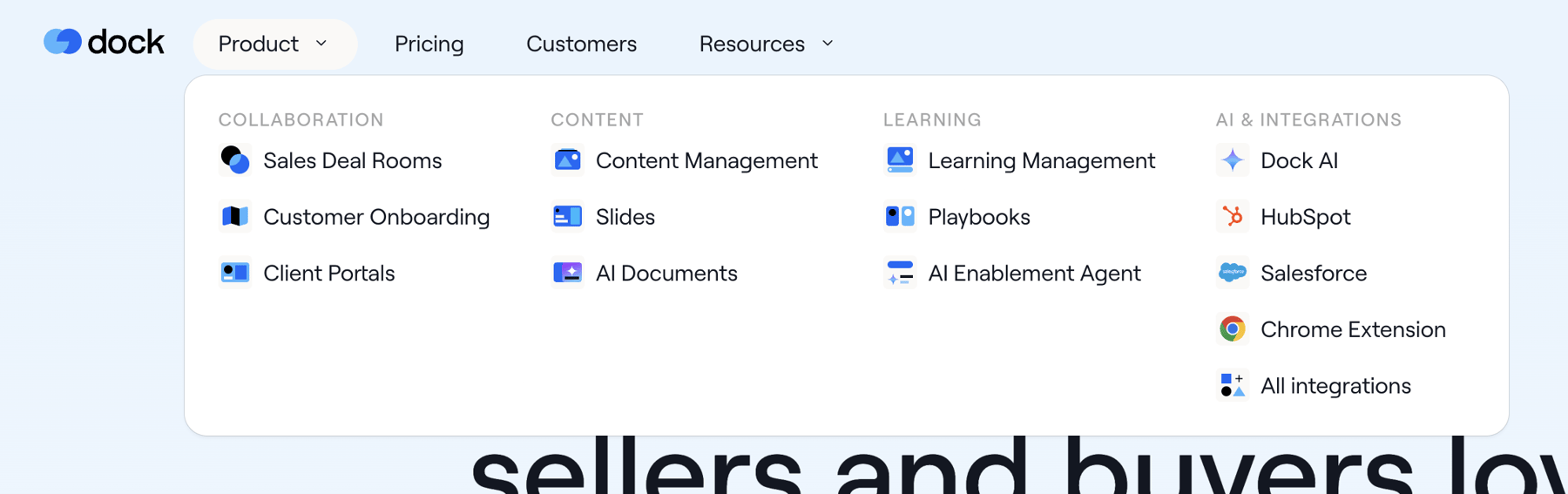 Dock — Flyout menu component