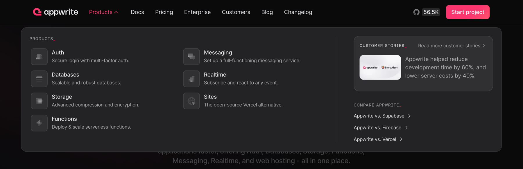 Appwrite — Flyout menu component
