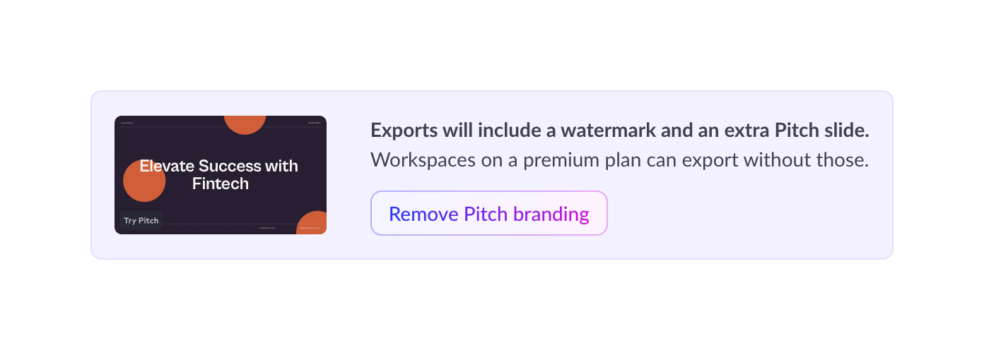 Pitch — Upgrade your plan component