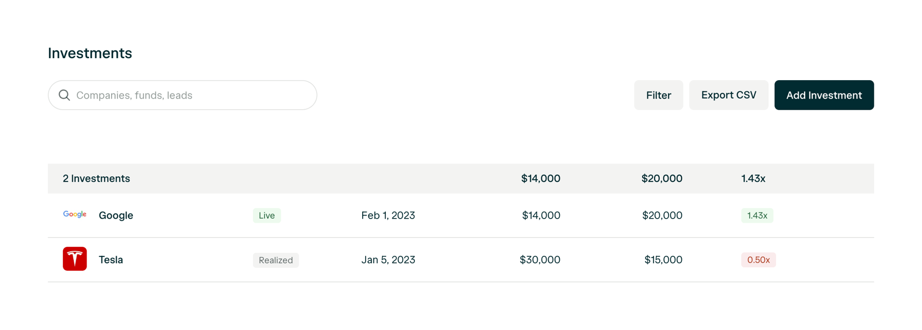 Angellist — Table component