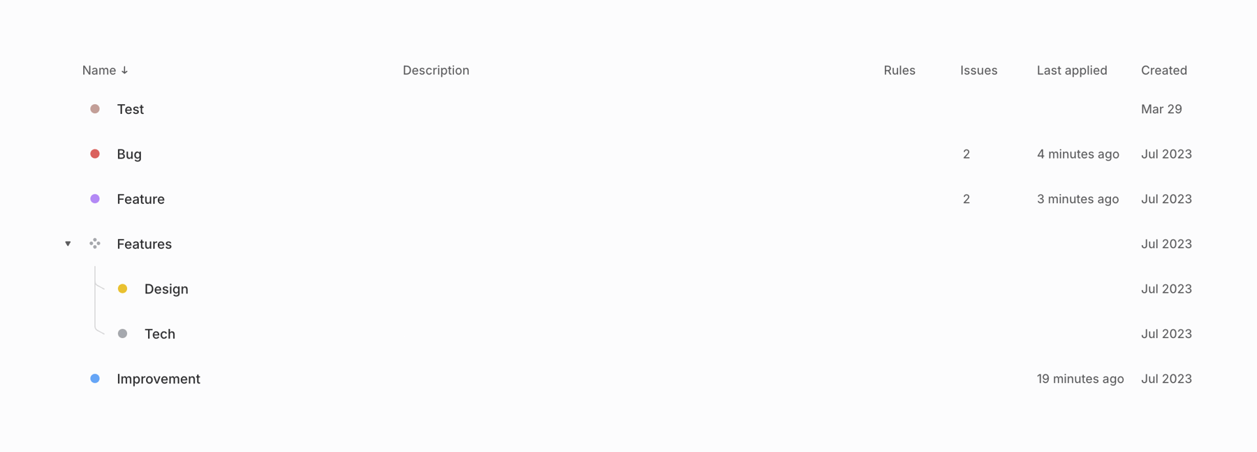 Linear — Vertical list component