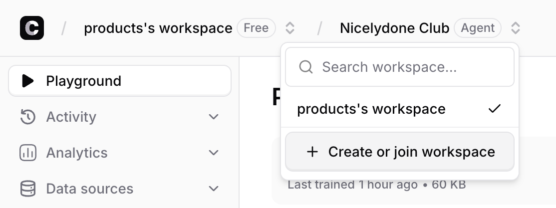 Chatbase — Dropdown menu component