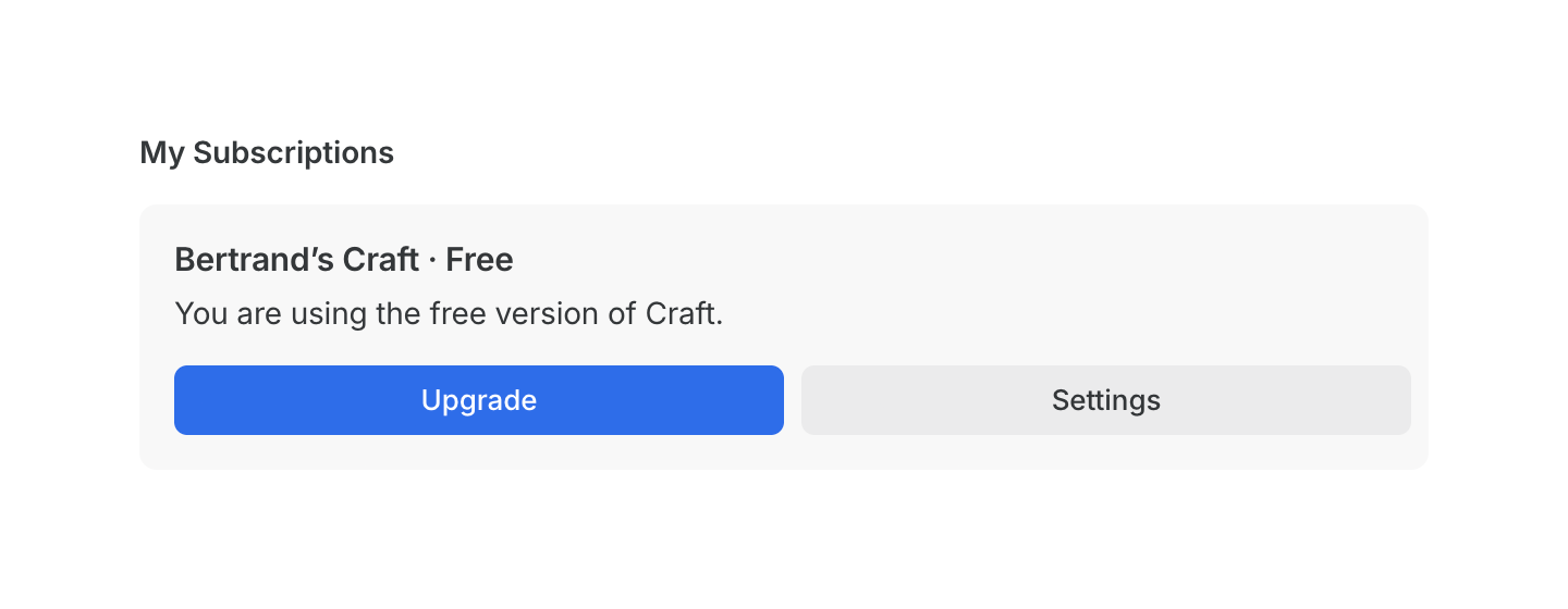 Craft — Upgrade your plan component