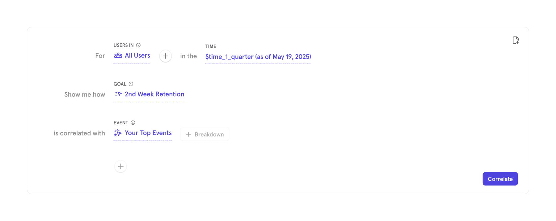 Mixpanel — Query builder component