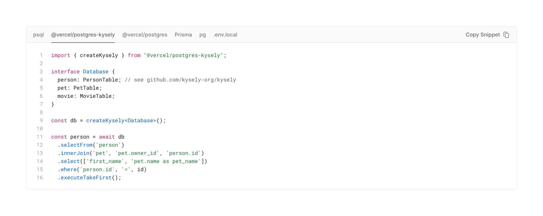 Vercel — Code block component