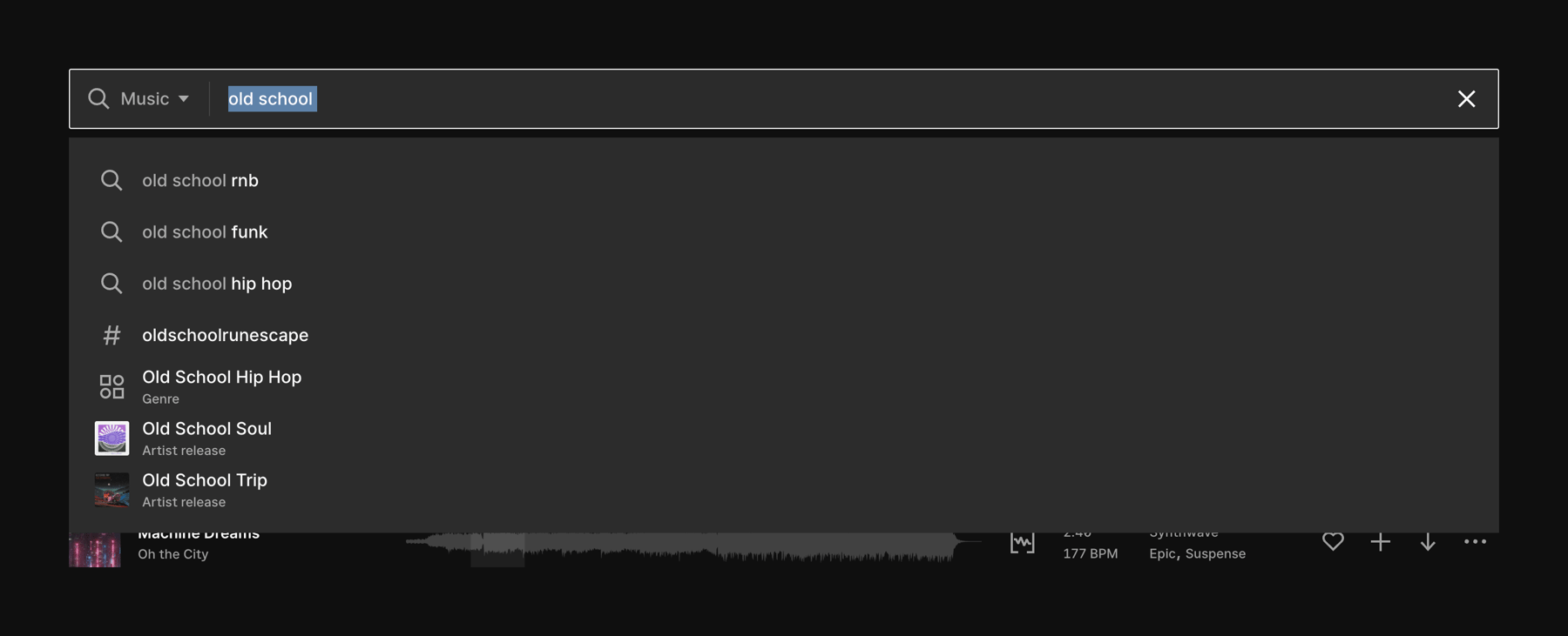 Epidemic Sound — Input search component