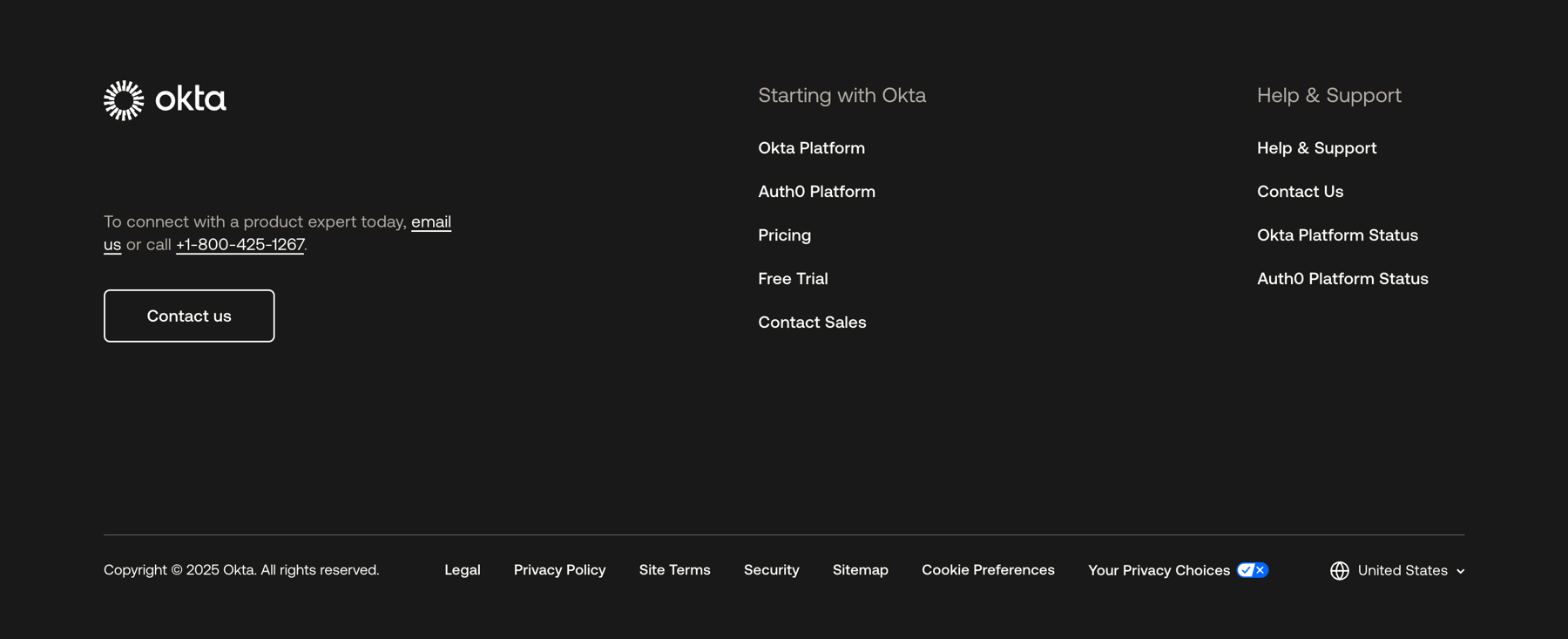 Okta — Footer component