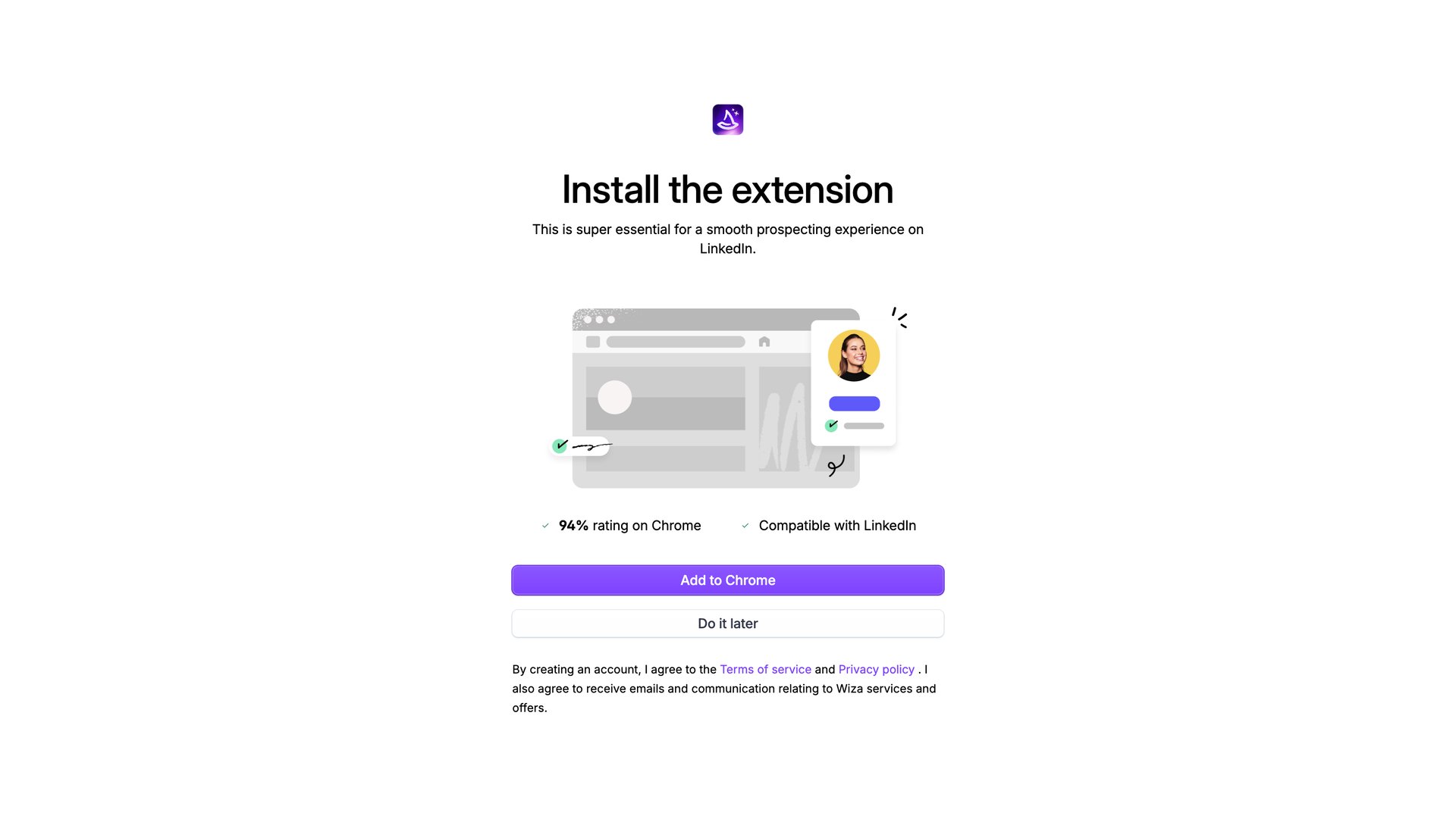 Wiza
				onboarding page example