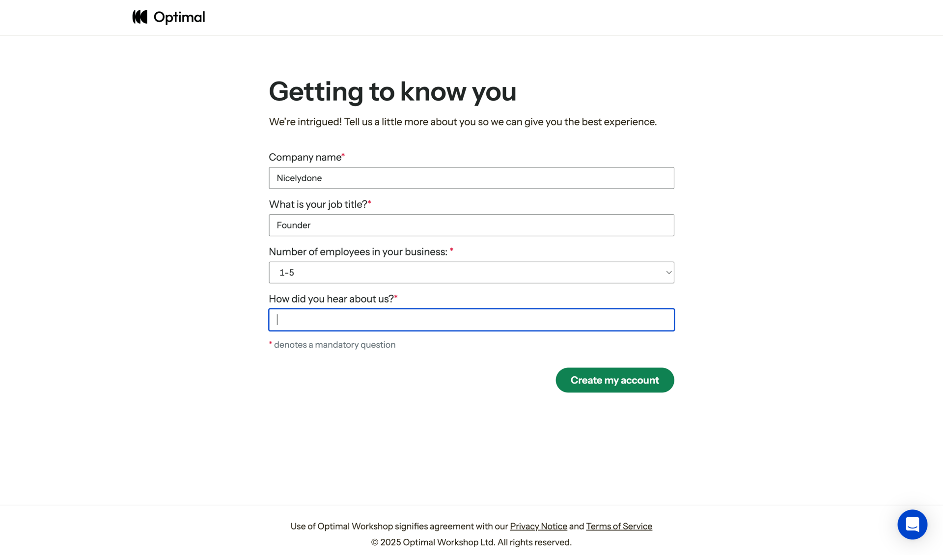 Optimal screen example