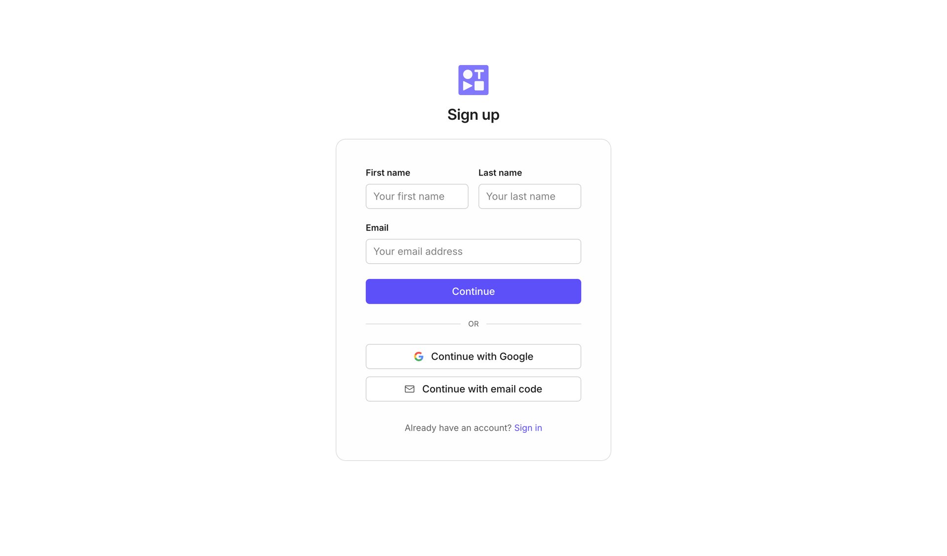 Tella
				signup page example