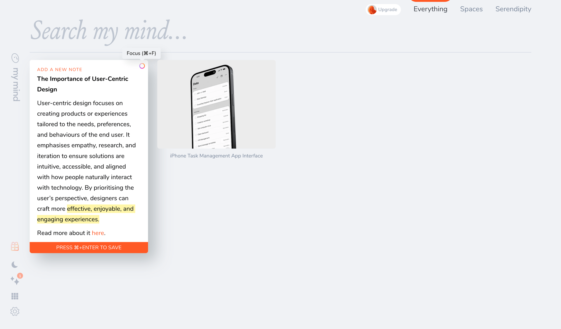 Mymind
			    ux ui design