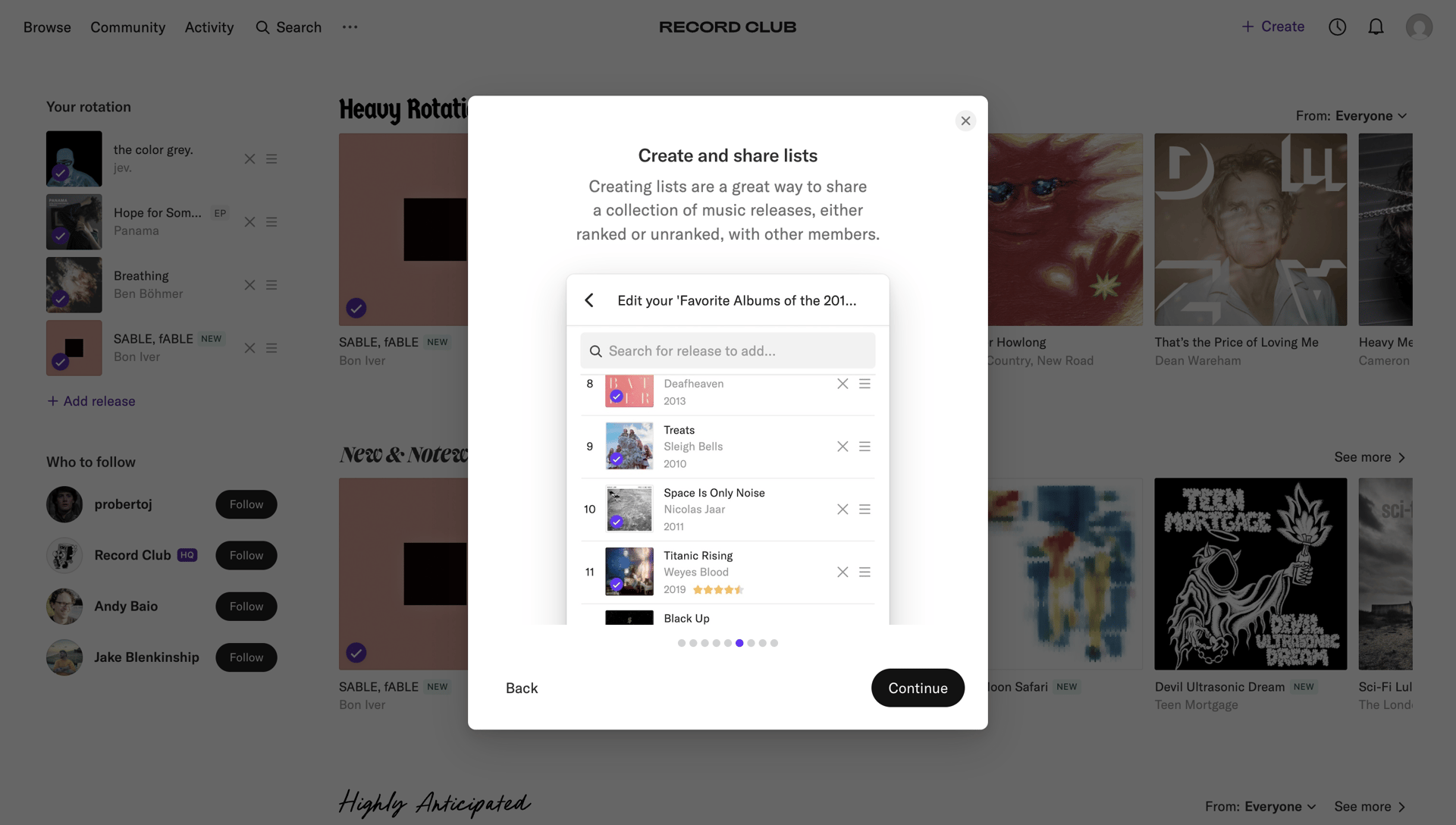 Record club
			      ux ui design