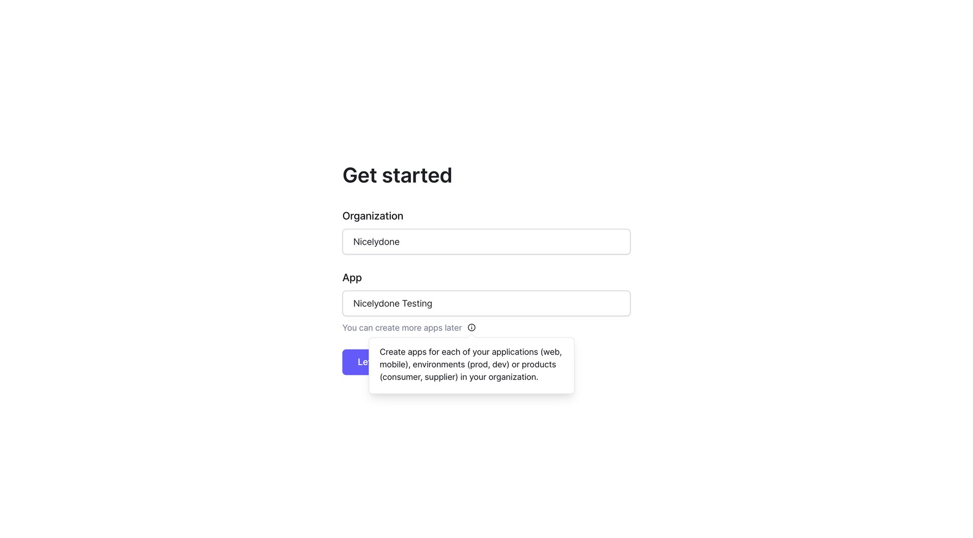 Bucket
				onboarding page example