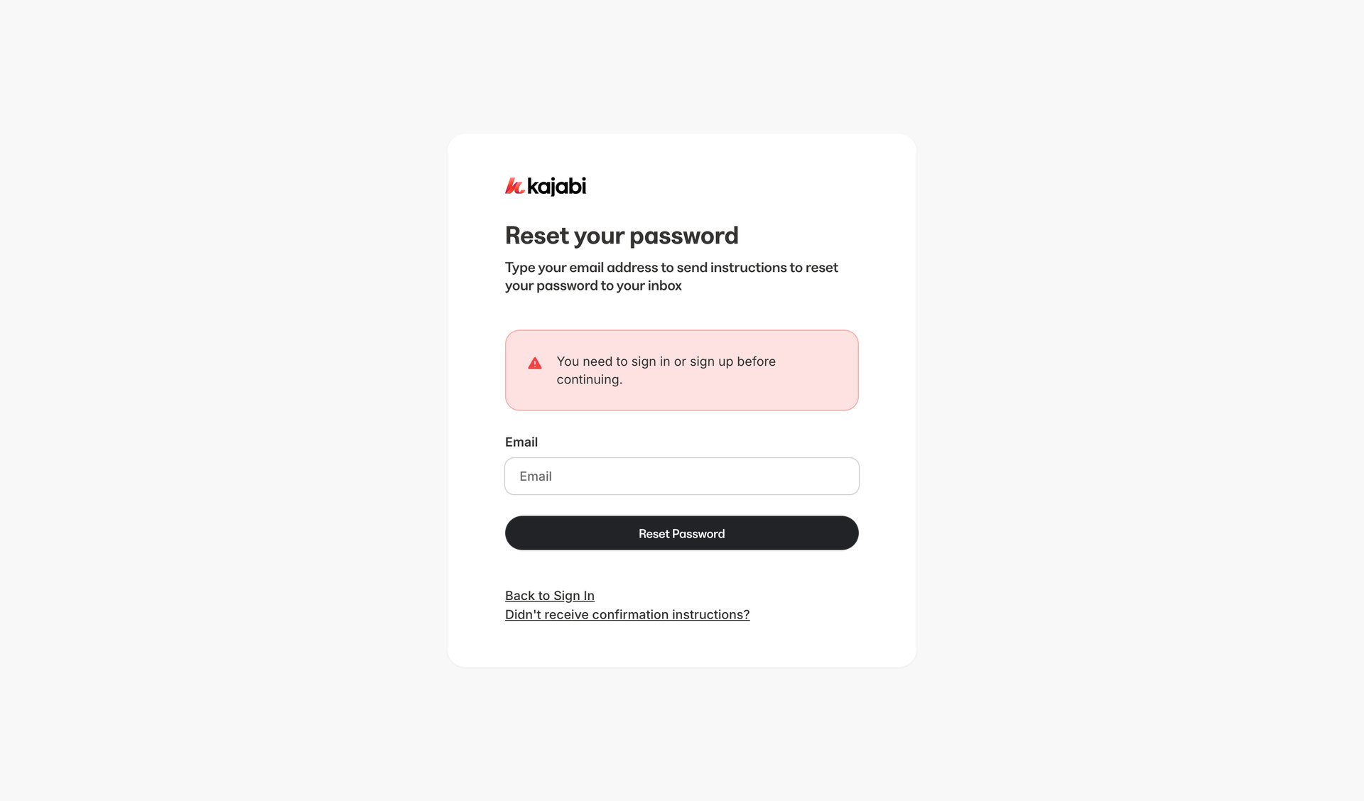 Kajabi
				password reset page example