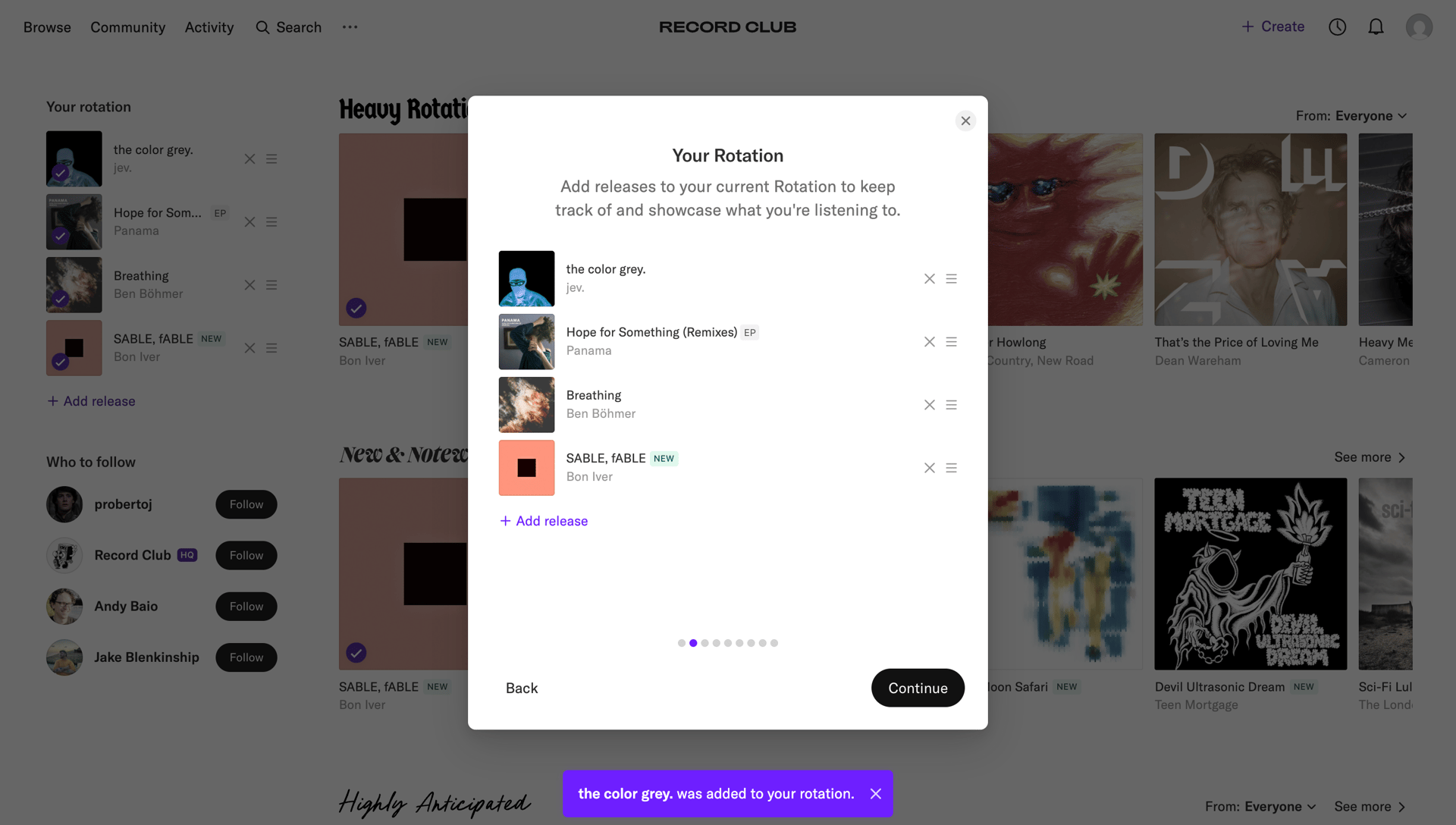 Record club
			  ux ui design